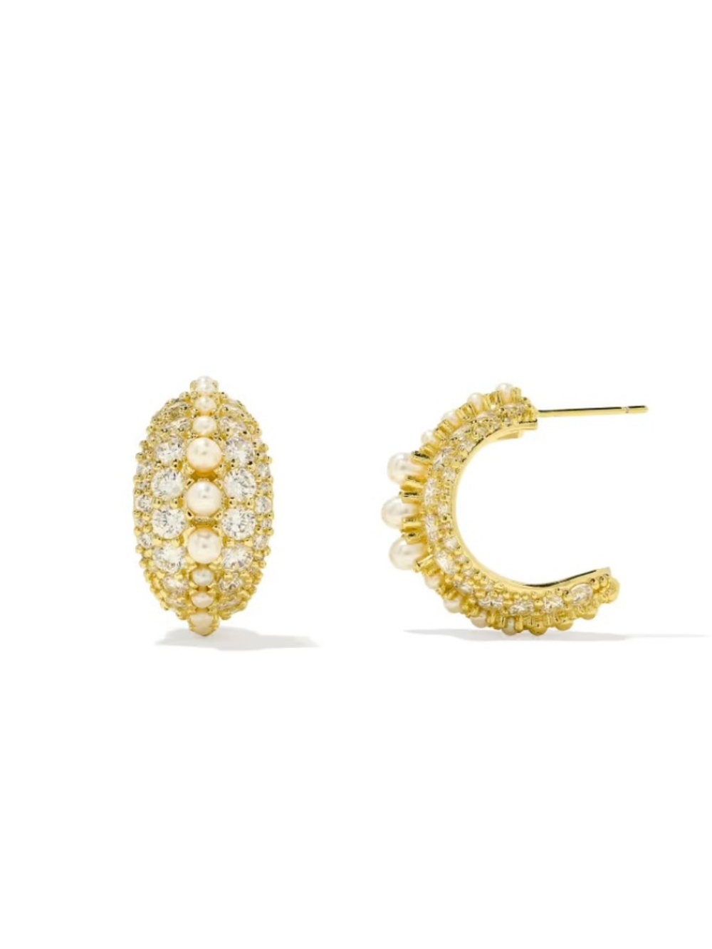 Brand New Kendra Scott Krista Gold Hoop Earrings in White Mix